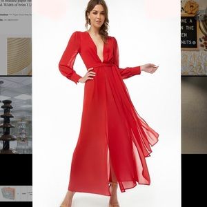 Womens Sheer Red Maxi Dress Christmas Holiday
